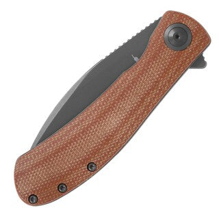 Nóż składany Trollsky Knives Mandu EVO Grey Stonewashed 14C28N/Brown Micarta