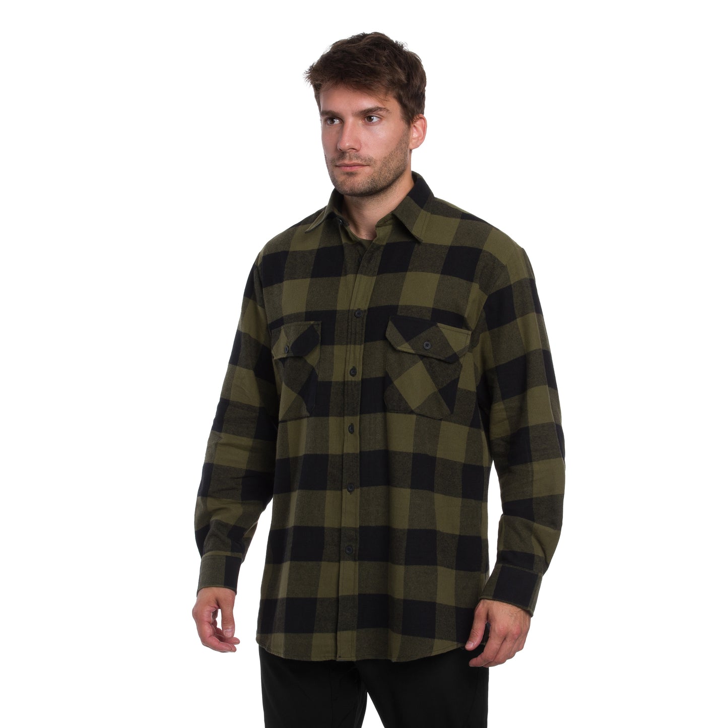 Koszula Mil-Tec Flannel Shirt Light Longsleeve - Black/Olive