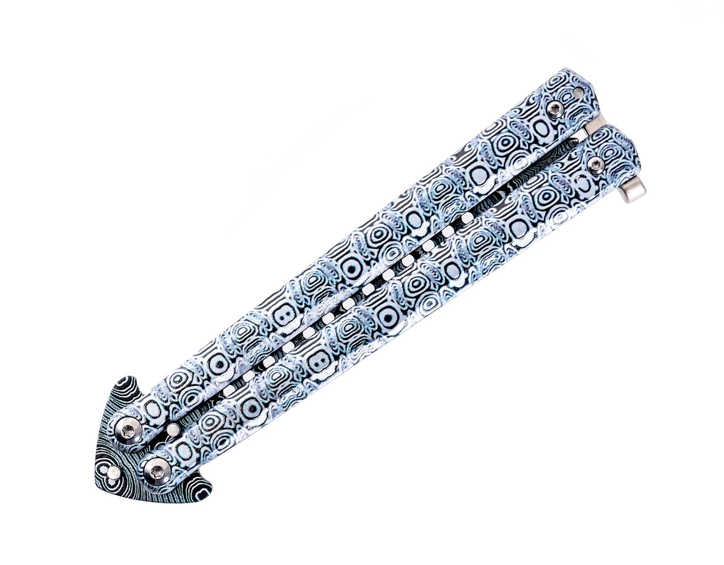 Nóż składany motylek Grey Damascus