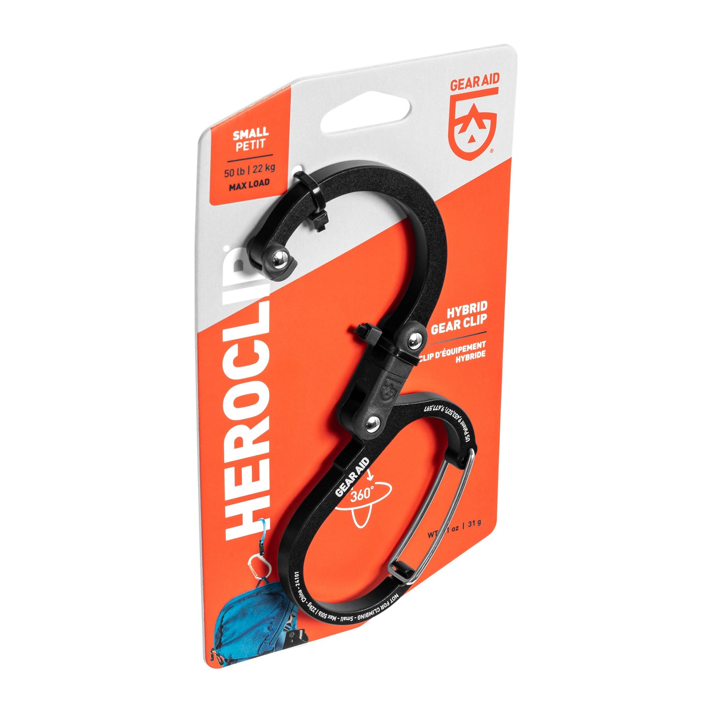 Karabińczyk Gear Aid Heroclip Small - Stealth Black