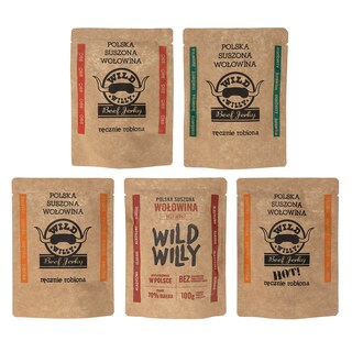 Suszona wołowina Wild Willy Beef Jerky Classic/ BBQ/ Papryka/Papryka Hot!/Żurawina 5 x 30 g