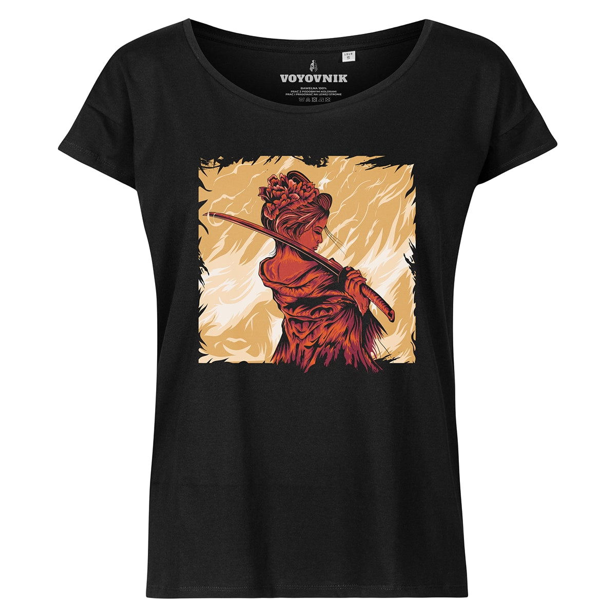 Koszulka T-shirt damska Voyovnik Samurai On Fire - Czarna