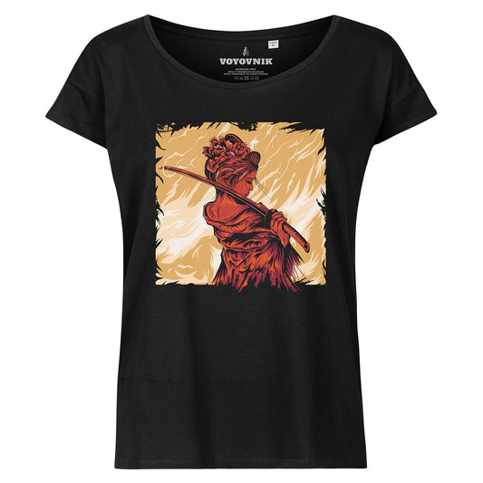 Koszulka T-shirt damska Voyovnik Samurai On Fire - Czarna