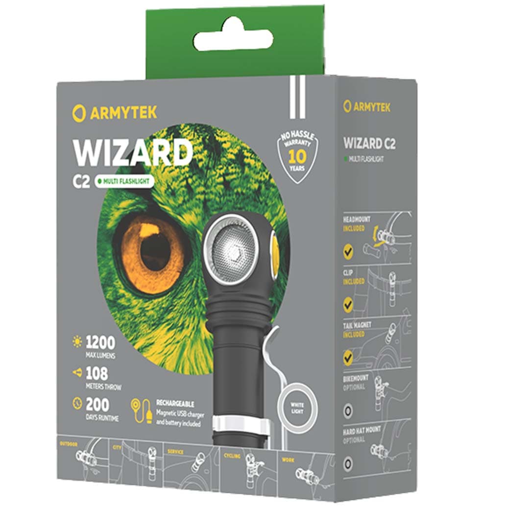 Latarka czołowa i kątowa Armytek Wizard C2 Magnet USB White - 1200 lumenów