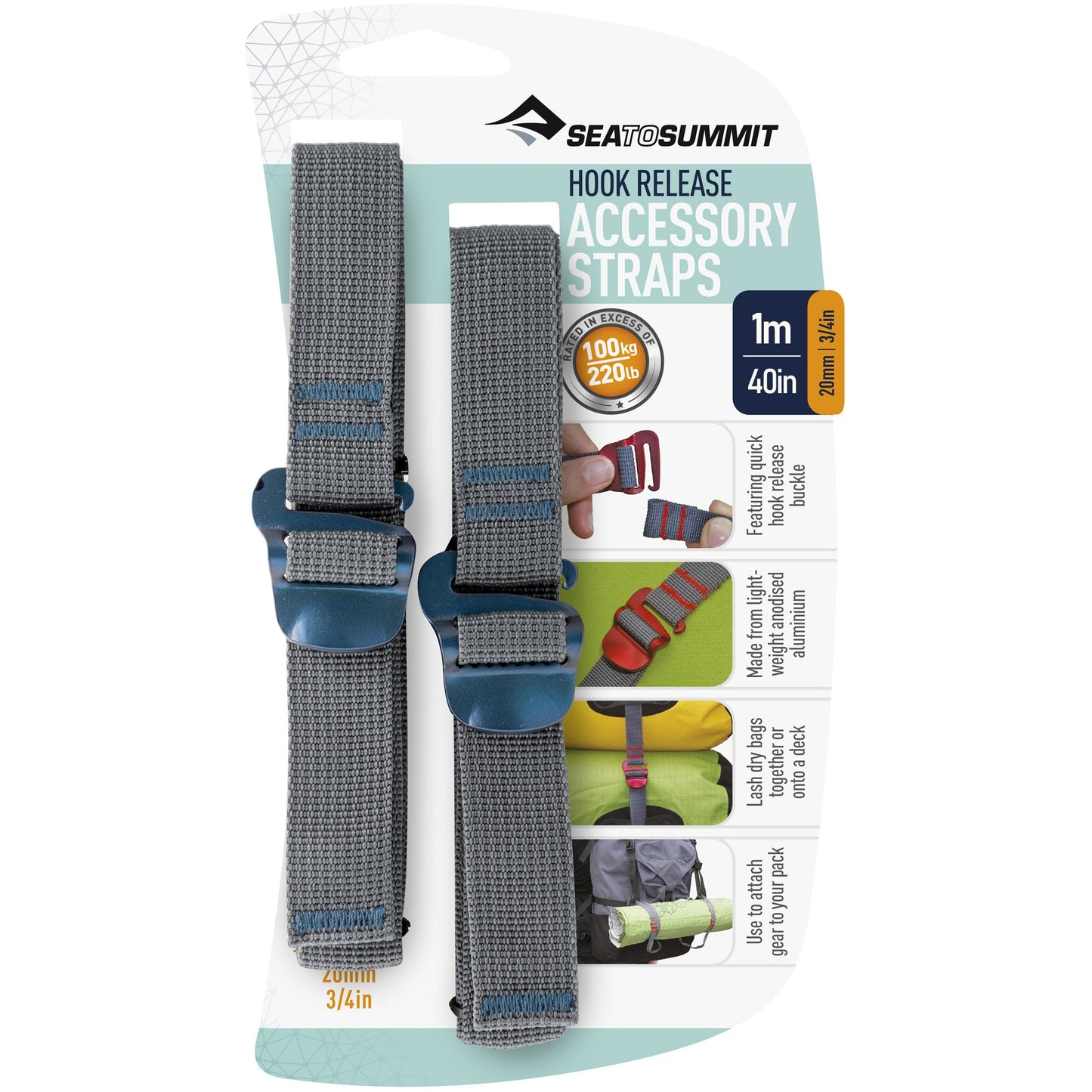 Paski mocujące Sea To Summit z hakami 1 m x 20 mm