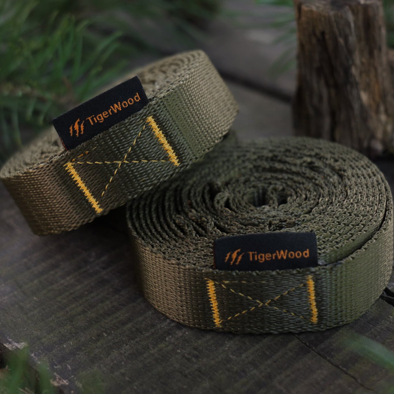 Taśmy do mocowania hamaka TigerWood 3 m - Olive