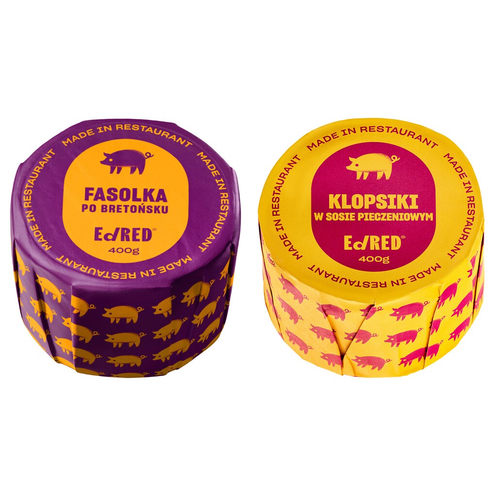 Żywność konserwowana Ed Red - Fasolka po bretońsku 400 g, Klopsiki w sosie pieczeniowym 400 g