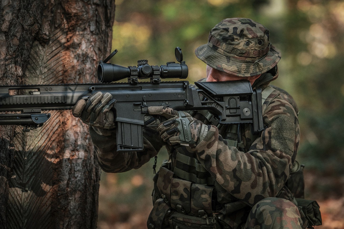 Rękawice taktyczne Mechanix Wear M-Pact - wz.93 Pantera PL Woodland