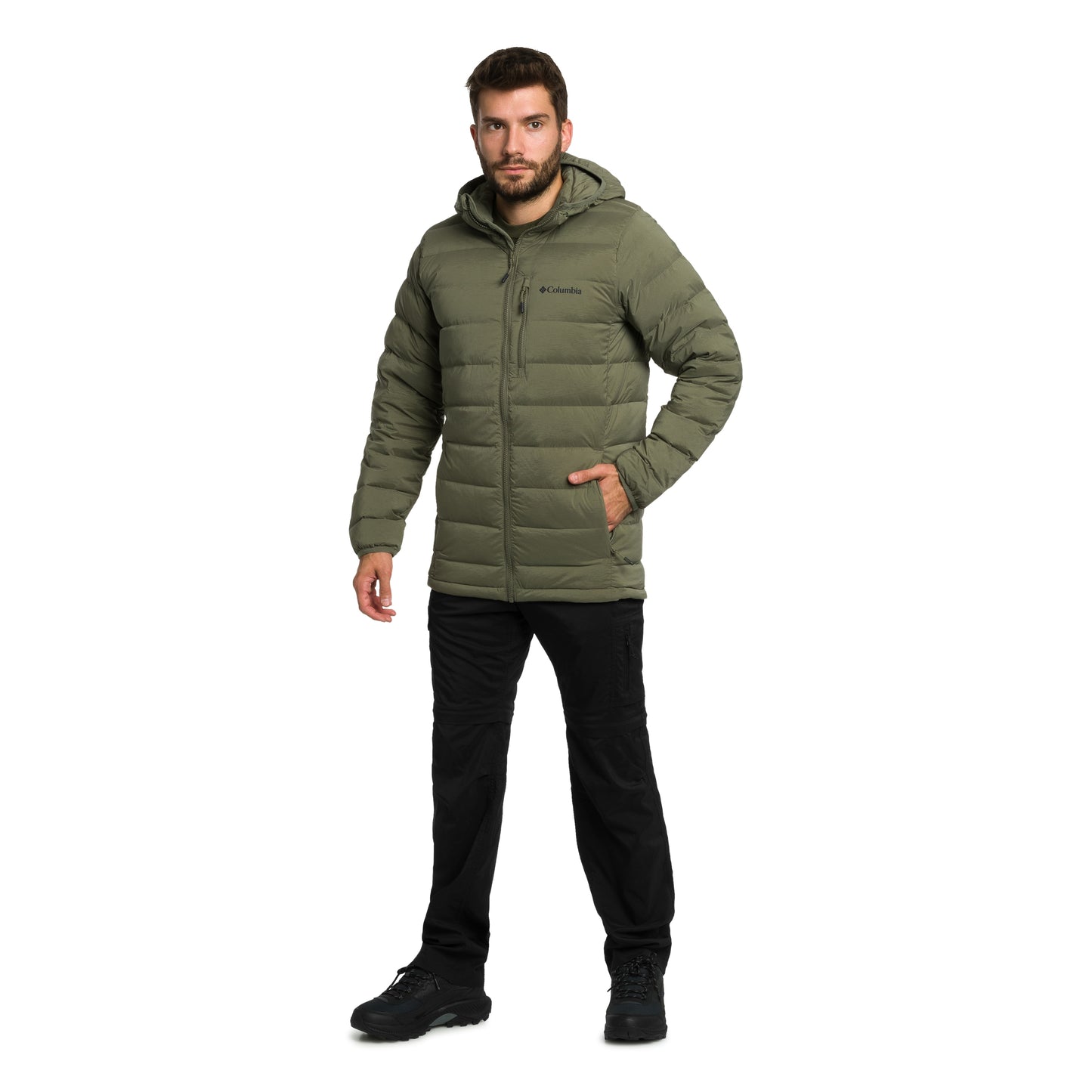 Kurtka Columbia Drift Peak Stretch Down Hooded - Stone Green
