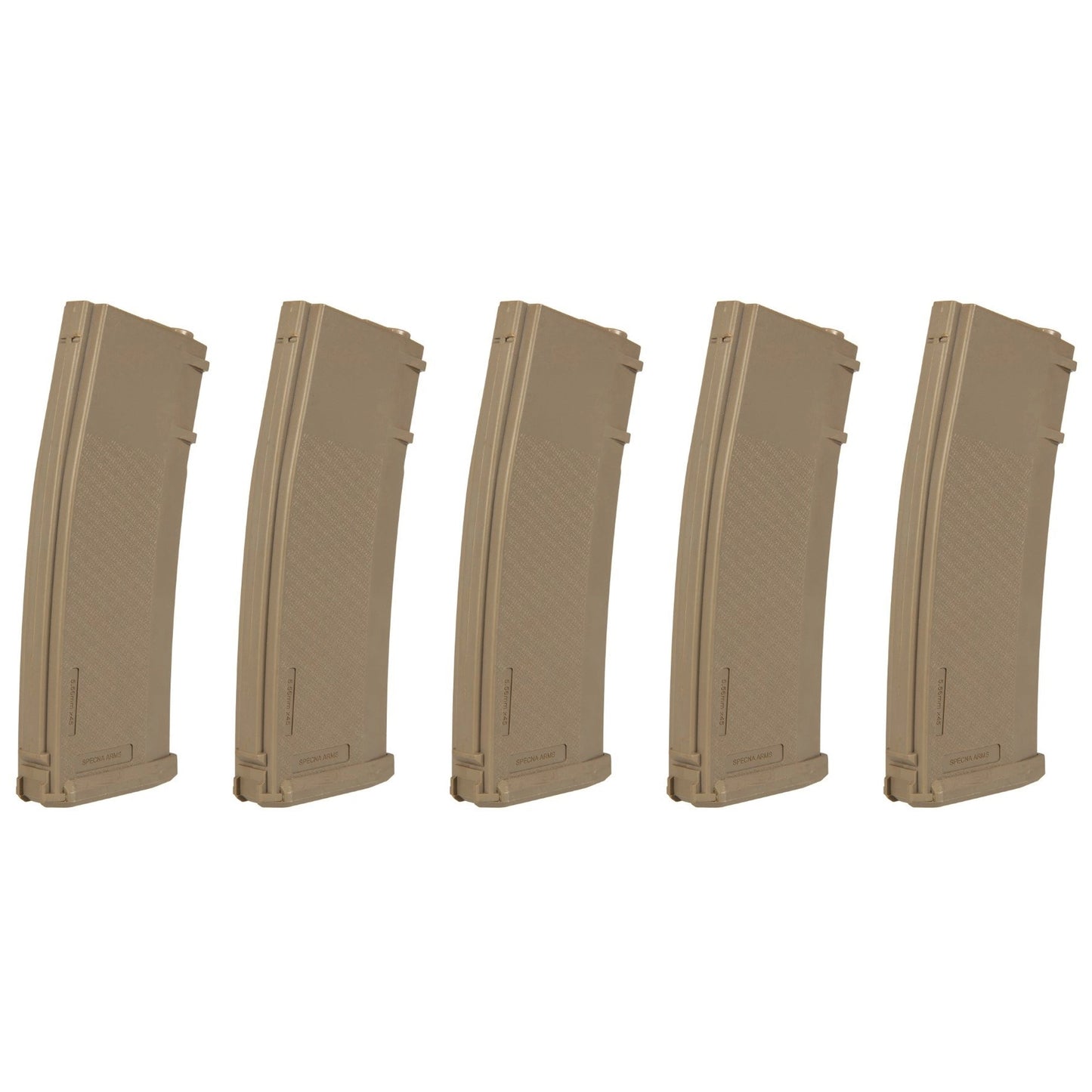 Zestaw 5 magazynków ASG Specna Arms Hi-Cap S-Mag do replik typu M4/M16 - Tan